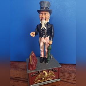 Vintage Cast Iron 'Uncle Sam' Mechanical Coin Bank